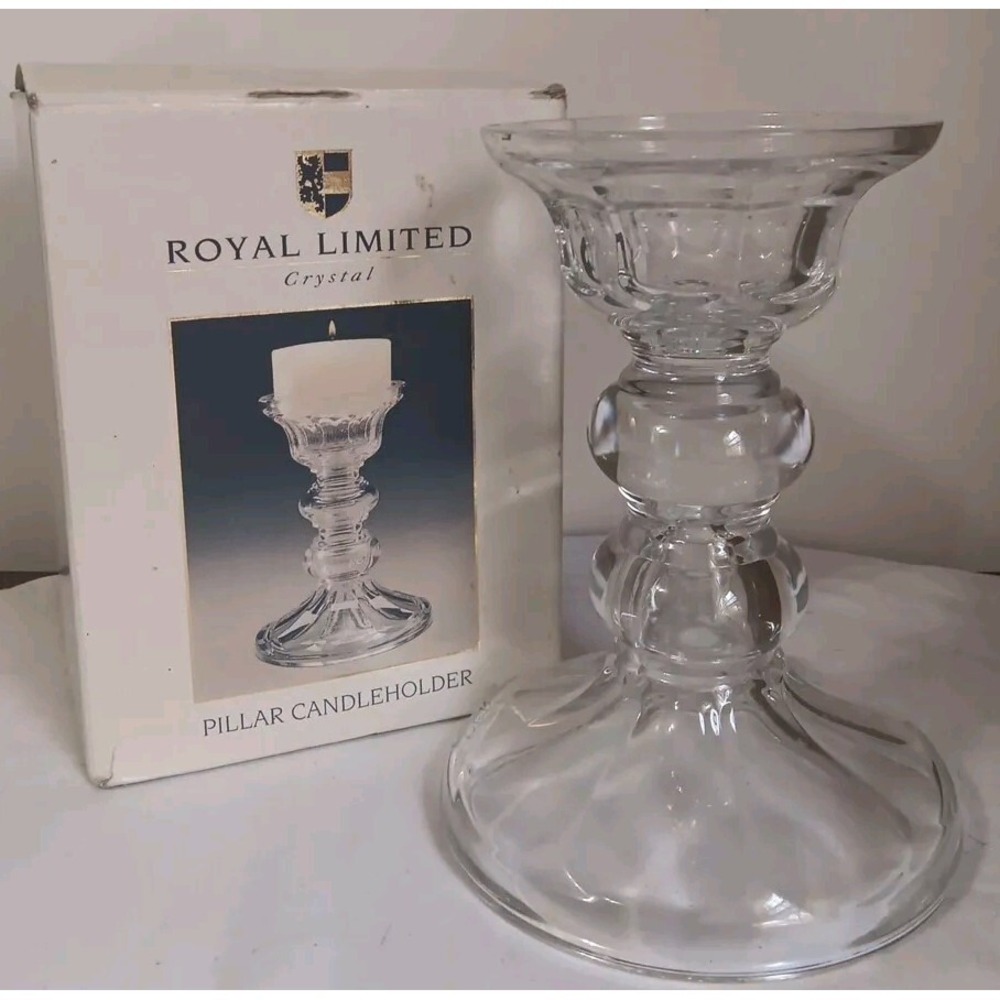 Royal Limited Pillar Candle Holder 8.5 In 24% Full Lead Crystal READ